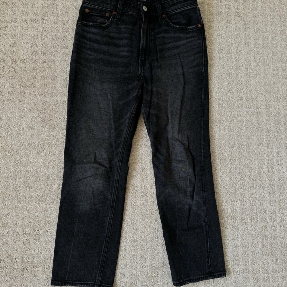 Abercrombie & Fitch Women’s Simone High Rise Ankle Straight Black Wash Jeans 26